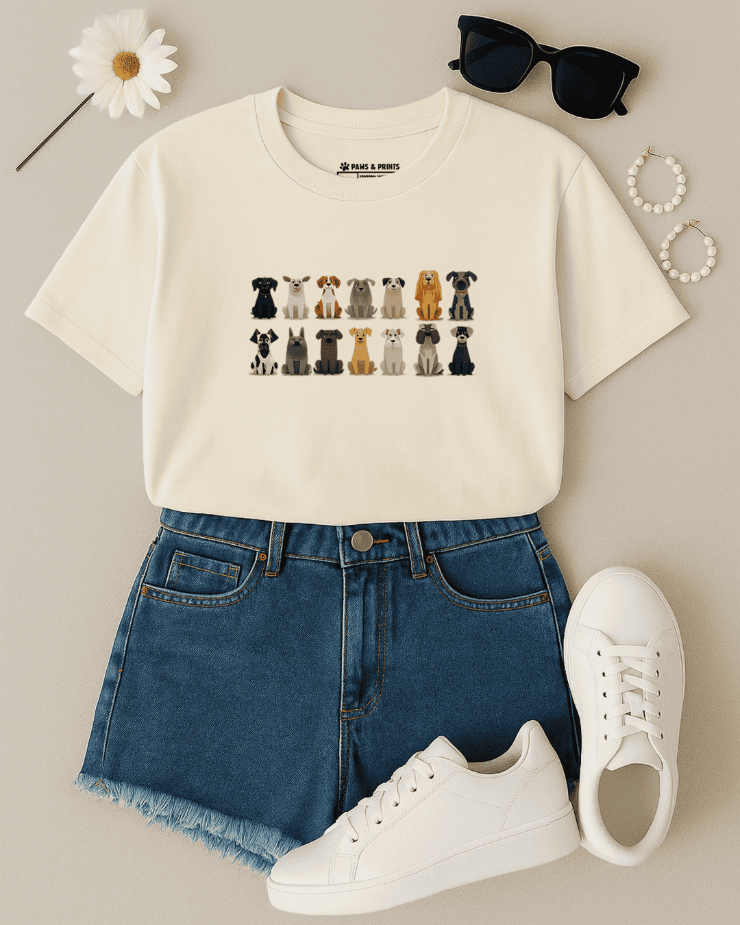 Camiseta Mujer | Fila de Perros | Regular Fit