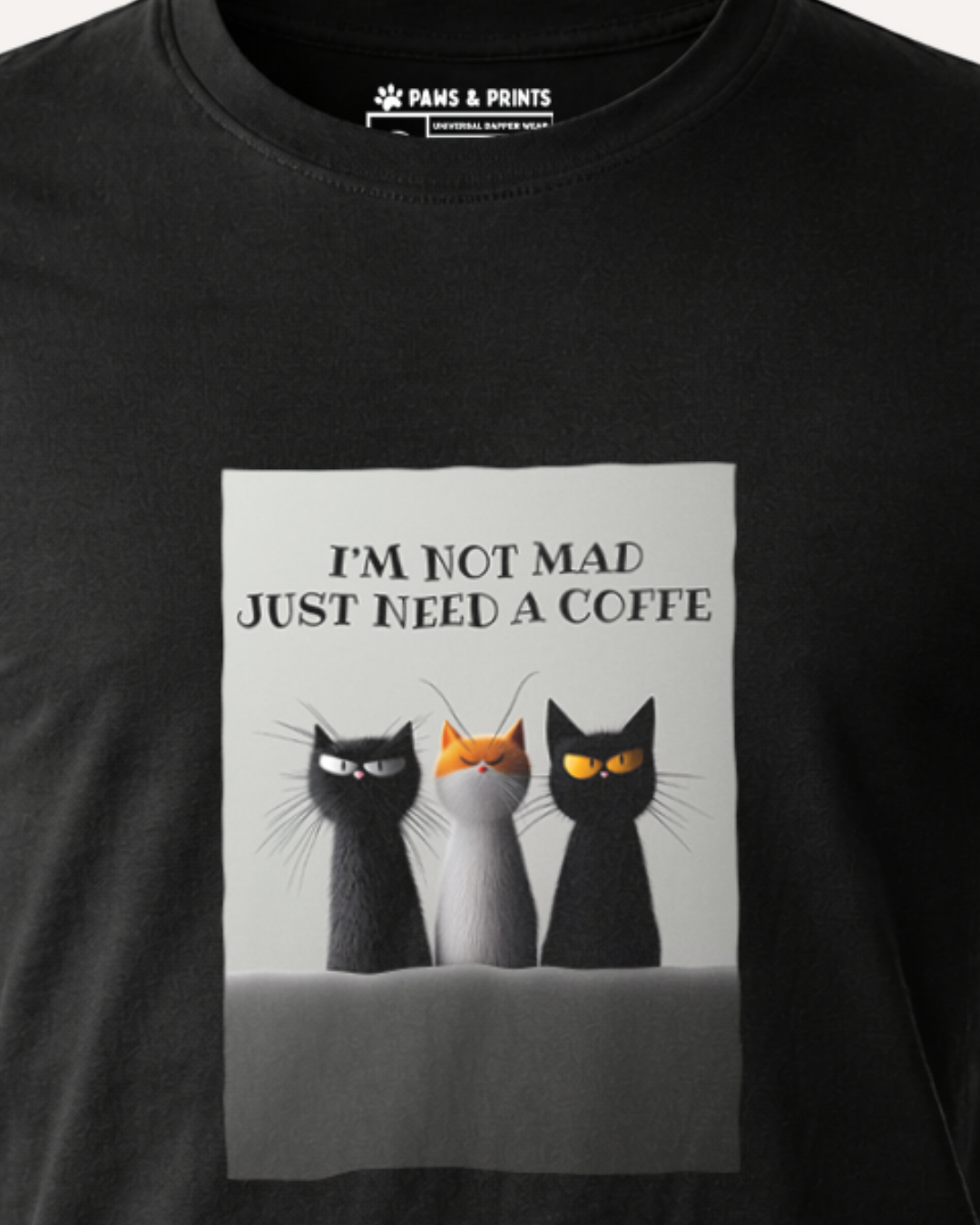 Camiseta Hombre | Coffee First Cat | Slim Fit