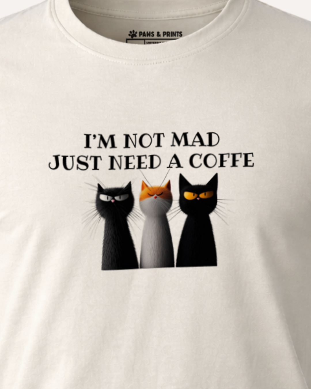 Camiseta Hombre | Coffee First Cat | Slim Fit