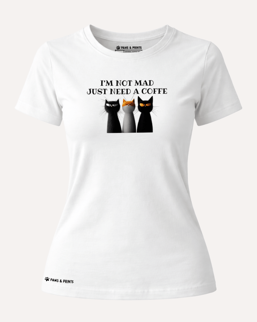 Camiseta Mujer | Coffee First Cat | Slim Fit