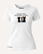 Camiseta Mujer | Coffee First Cat | Slim Fit