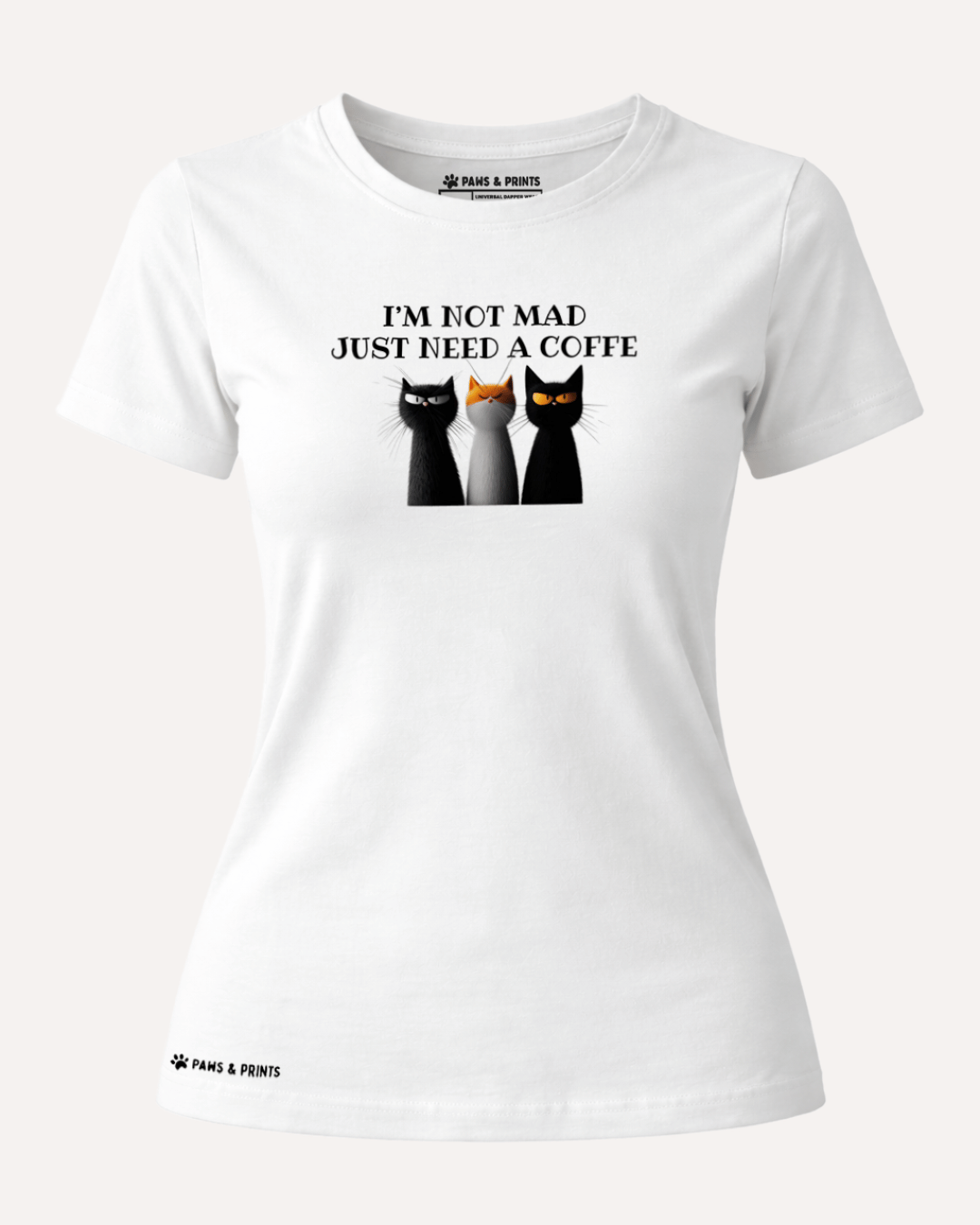 Camiseta Mujer | Coffee First Cat | Slim Fit