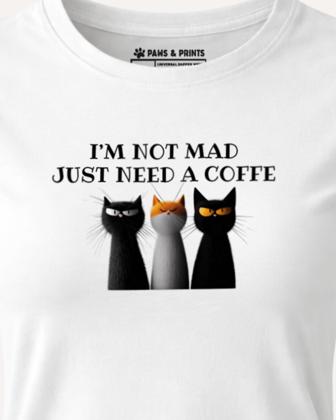 Camiseta Mujer | Coffee First Cat | Slim Fit