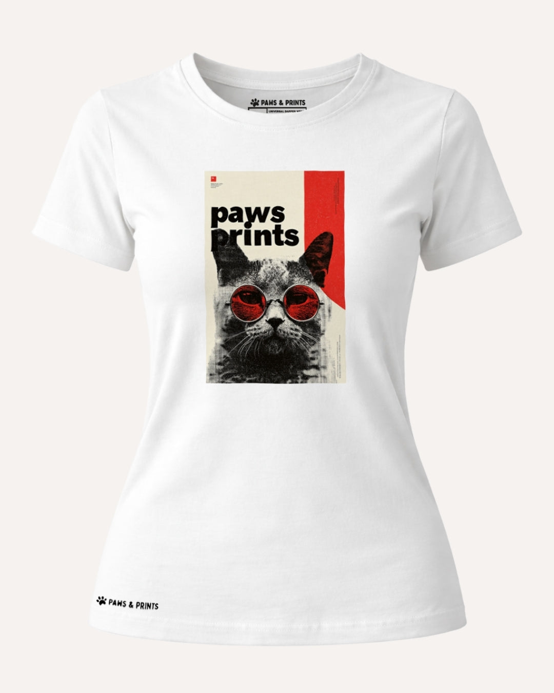 Camiseta Mujer | Crimson Vision Cat | Slim Fit