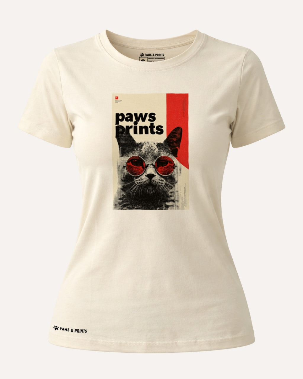 Camiseta Mujer | Crimson Vision Cat | Slim Fit