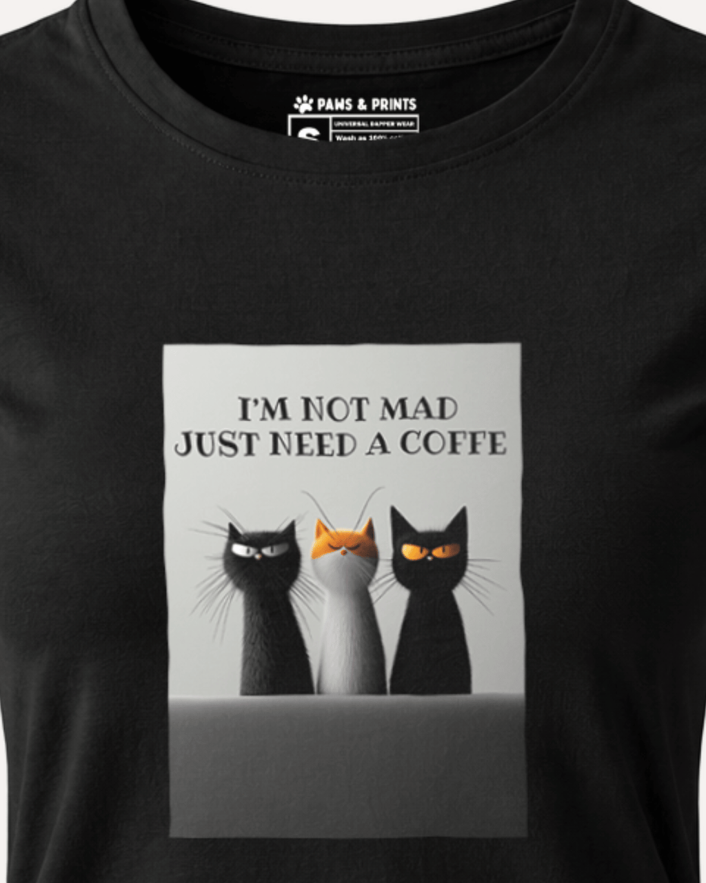 Camiseta Mujer | Coffee First Cat | Slim Fit