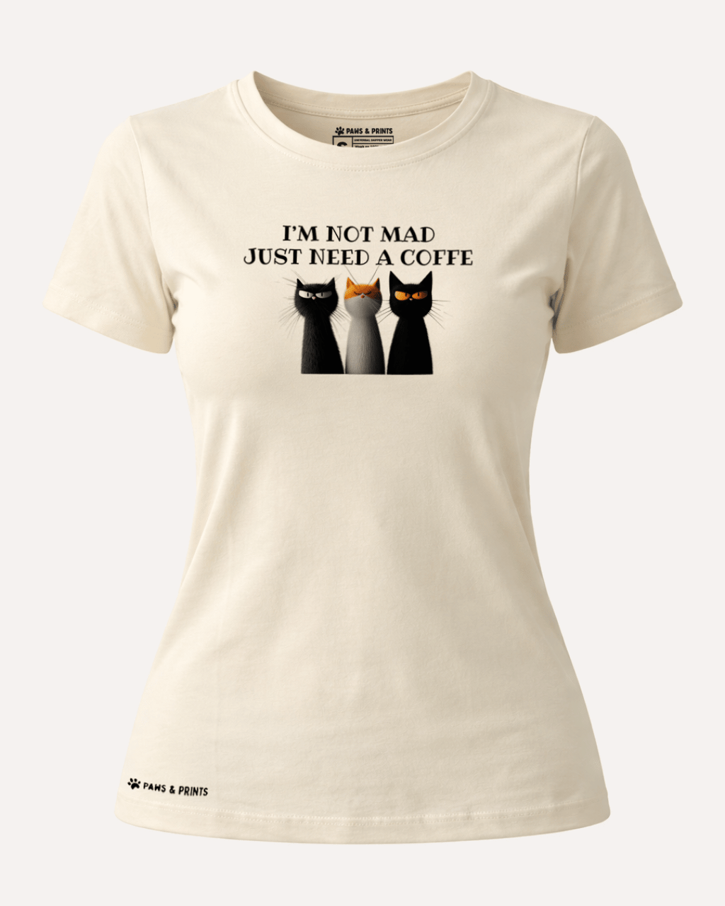 Camiseta Mujer | Coffee First Cat | Slim Fit