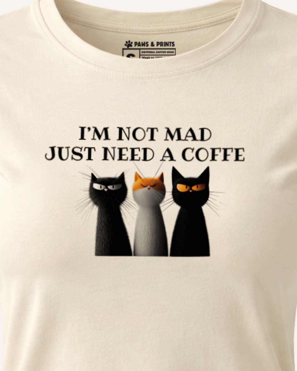 Camiseta Mujer | Coffee First Cat | Slim Fit