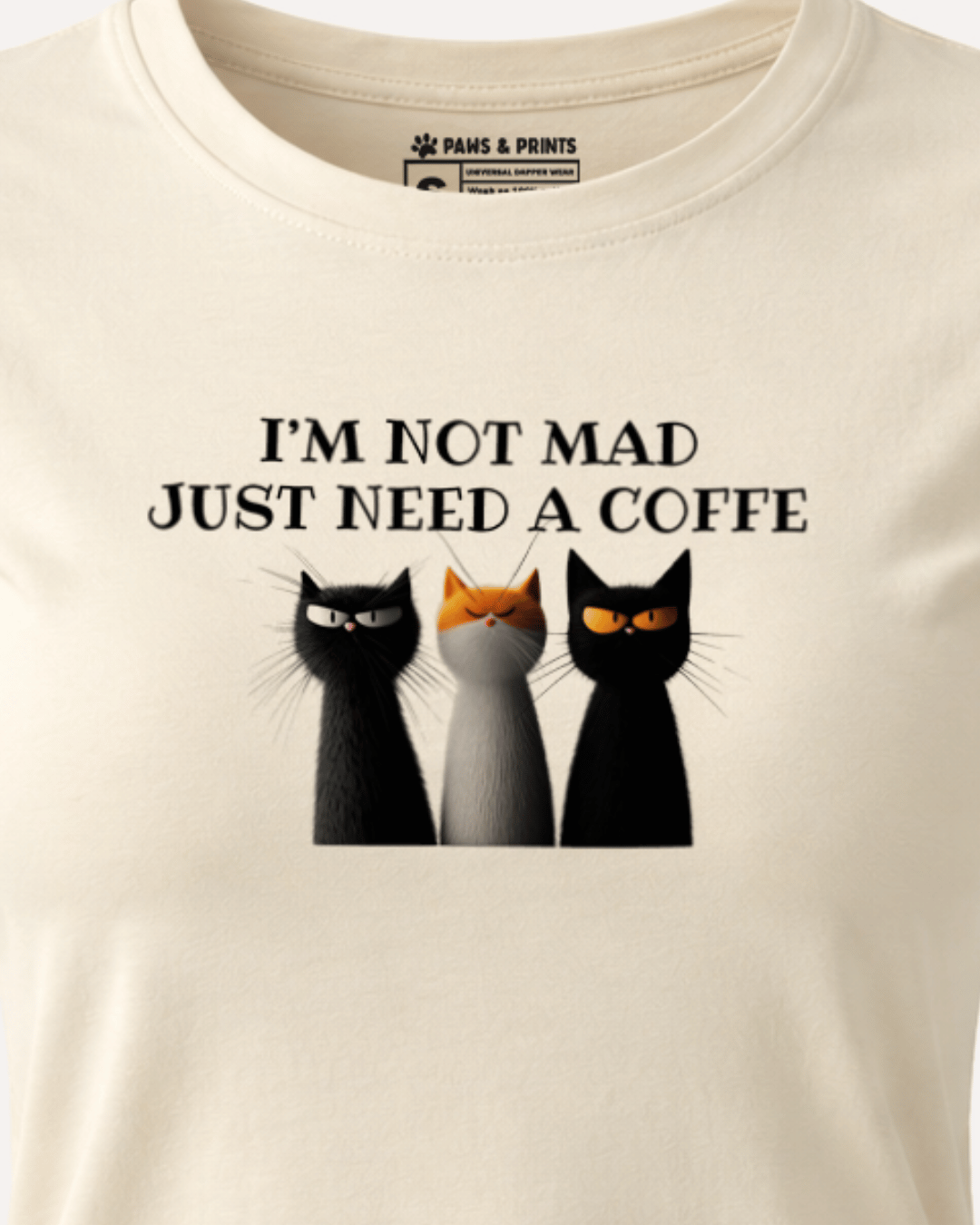 Camiseta Mujer | Coffee First Cat | Slim Fit