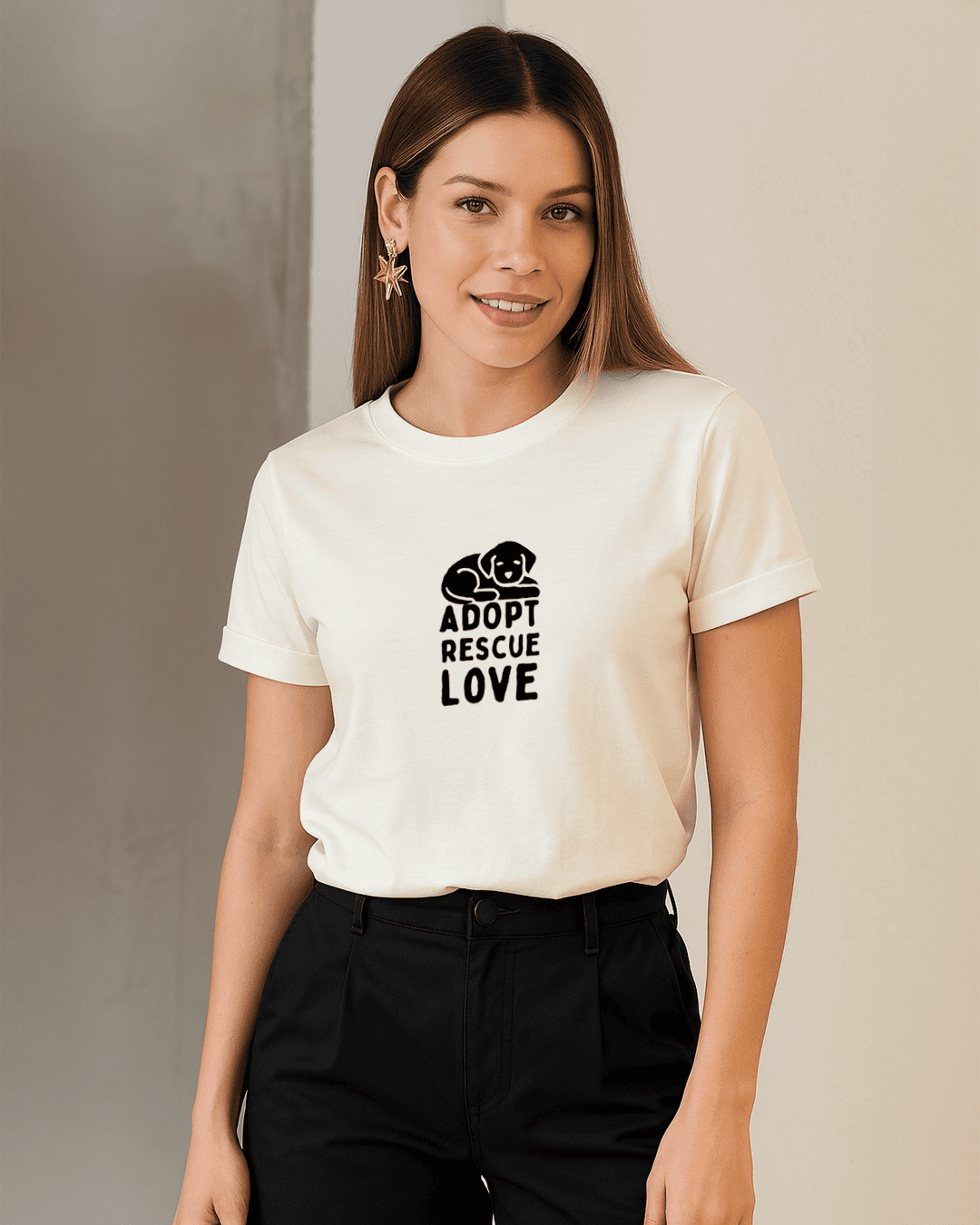 Camiseta Mujer | Adopt Rescue Love | Regular Fit