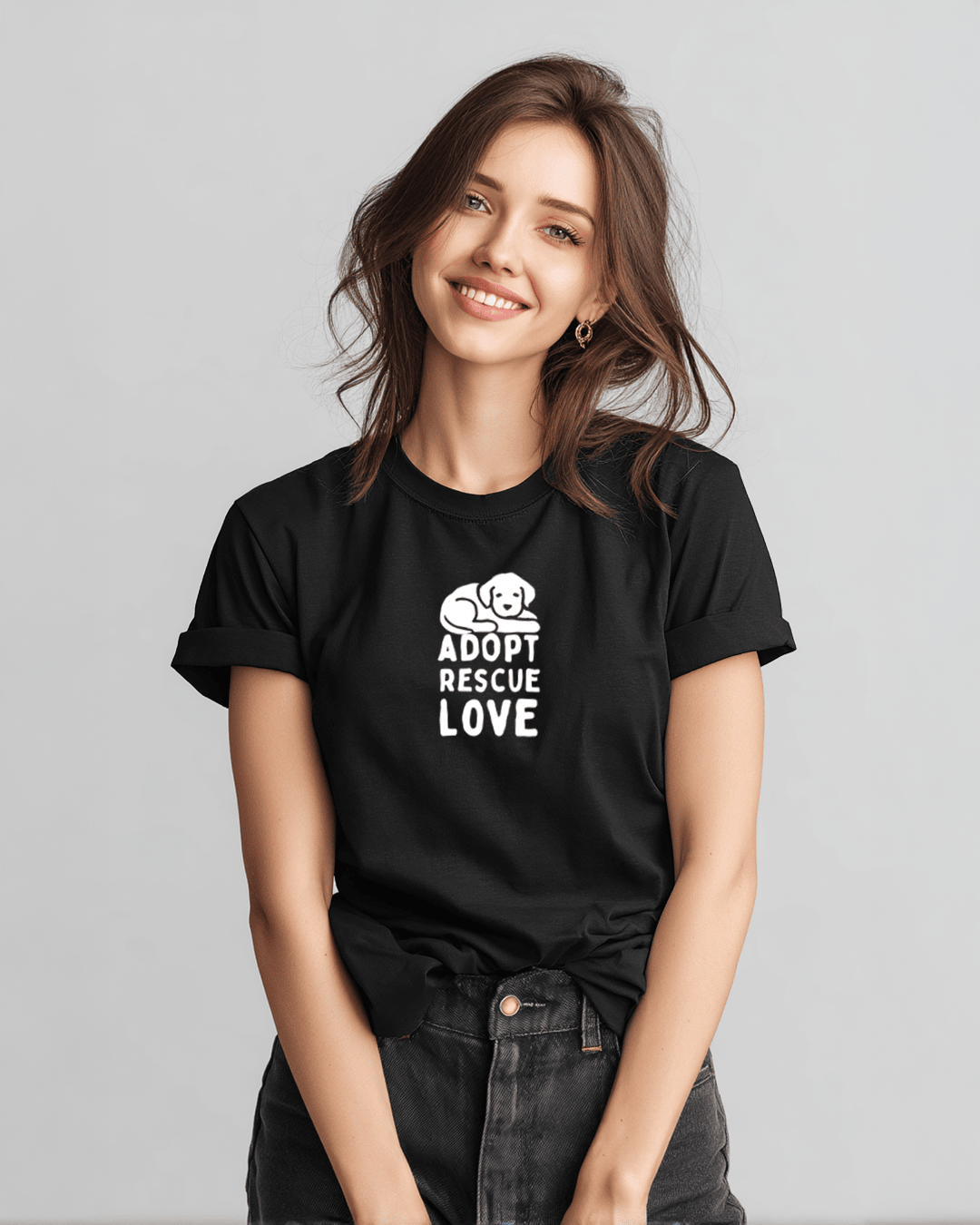 Camiseta Mujer | Adopt Rescue Love | Regular Fit